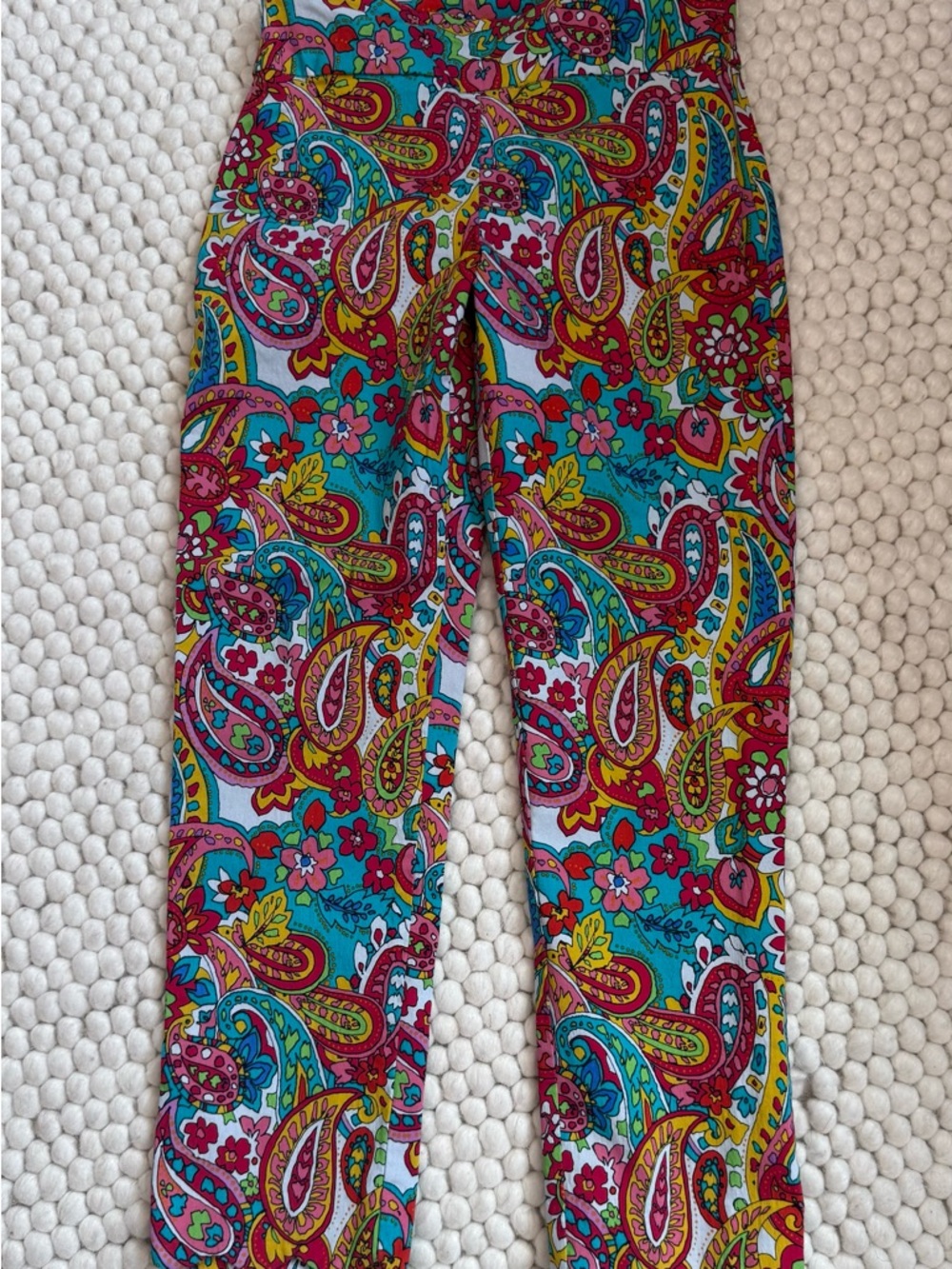 Attyre 4 Petite Vibrant Paisley Print Ankle Pants Easy Care Flat Front
